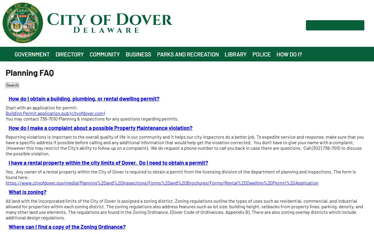 Dover city planning resources relevant to probate court records and property transfers