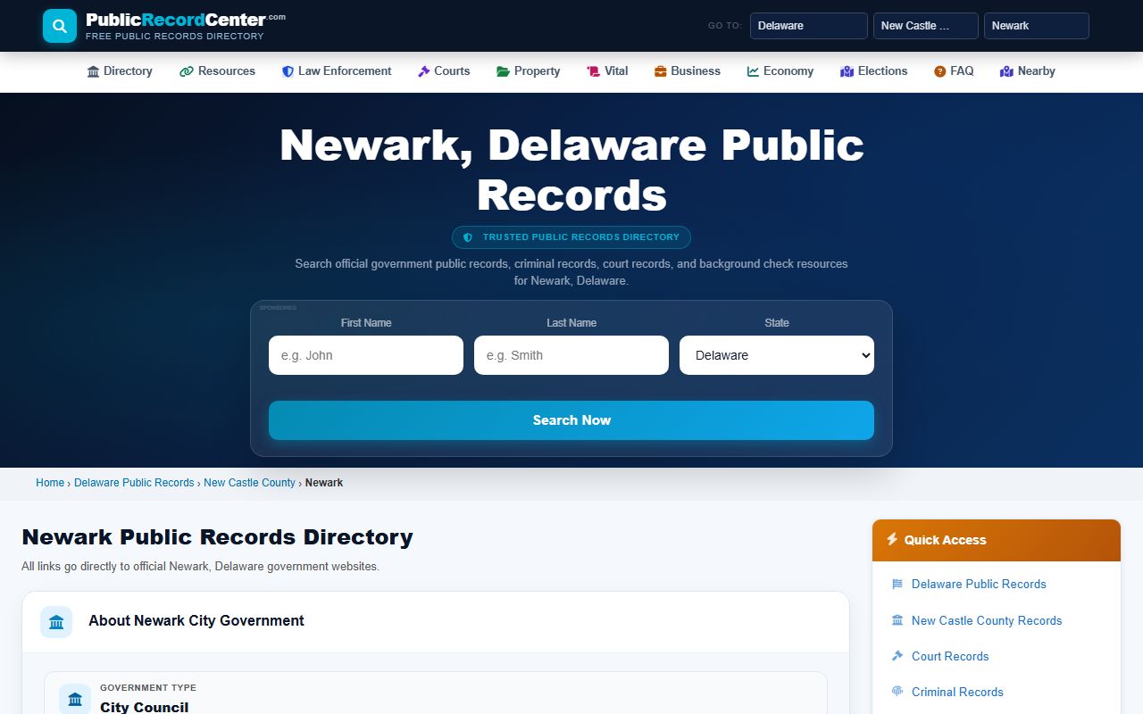 Newark Delaware public records including probate court records access