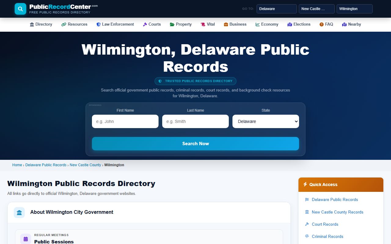 Wilmington public records access for probate court records and estate filings
