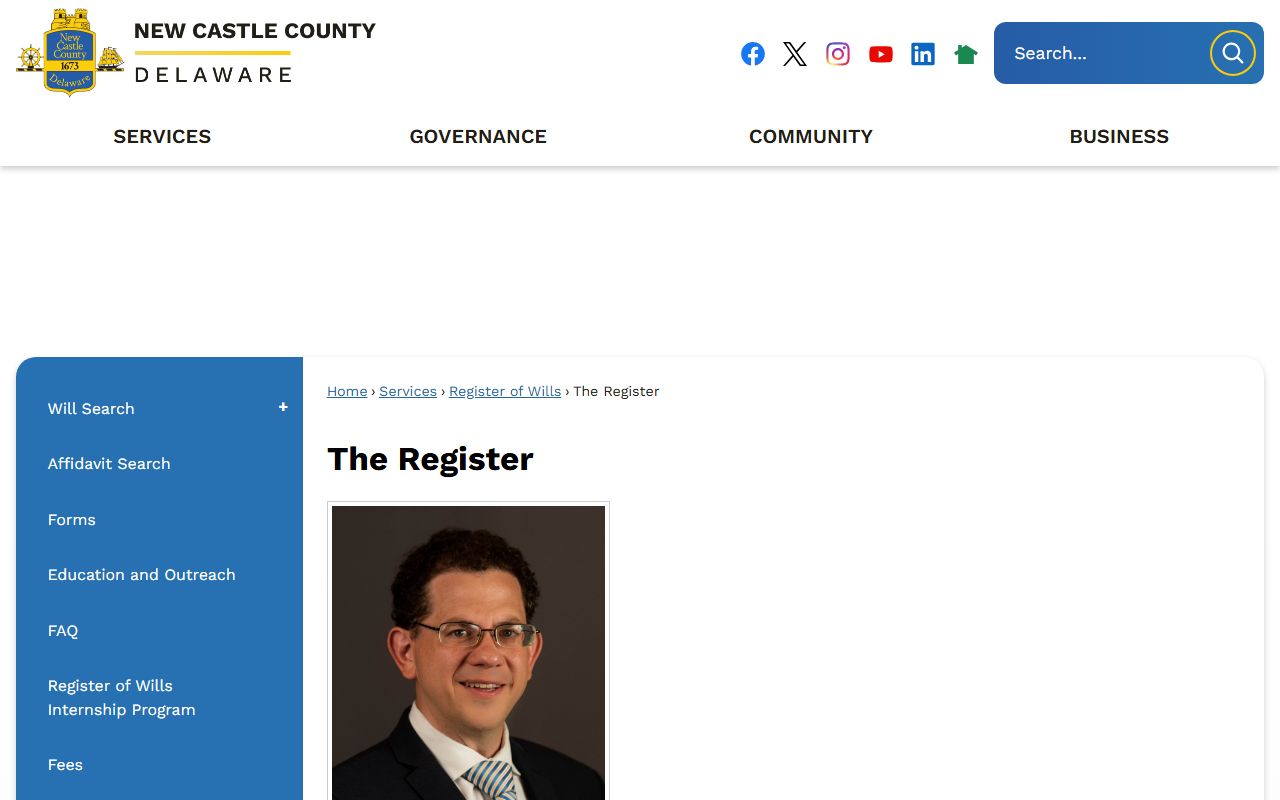 The Register of Wills New Castle County probate court records and estate forms
