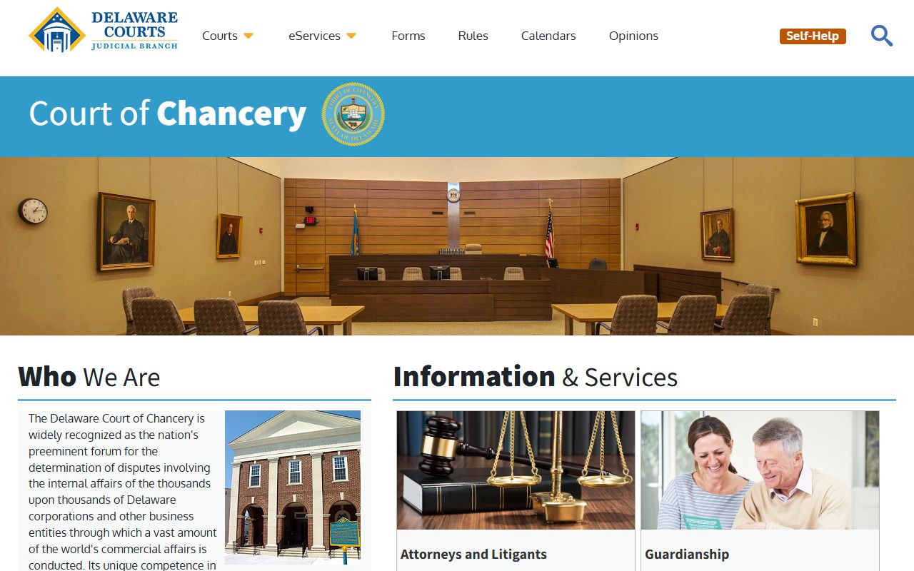 Delaware Court of Chancery handling probate court records and estate matters