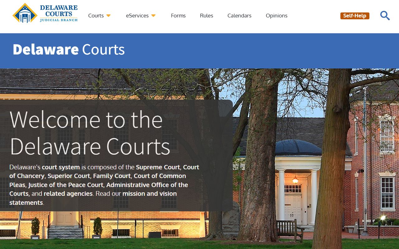 Delaware Courts official website for accessing probate court records
